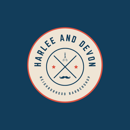 Navy Blue and Orange Vintage Modern Badge Beauty and Fashion Logo