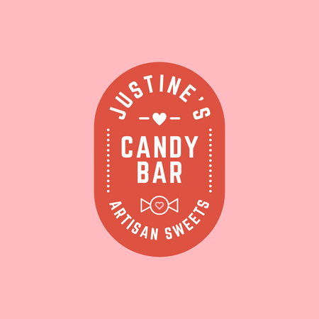 Pink Red and White Vintage Modern Badge Food Logo